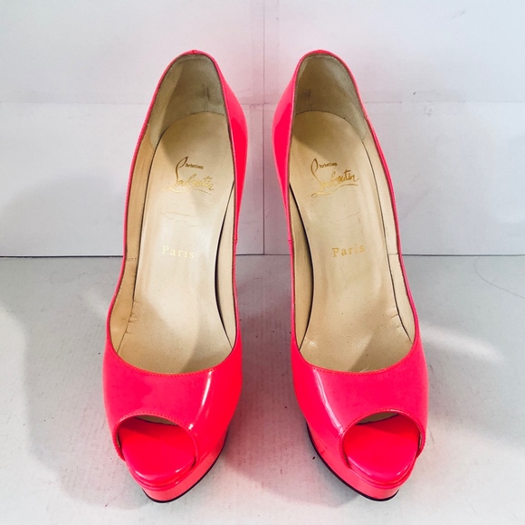 Louboutin LADY PEEP 150 Neon Pink Pump - Picture 5 of 8